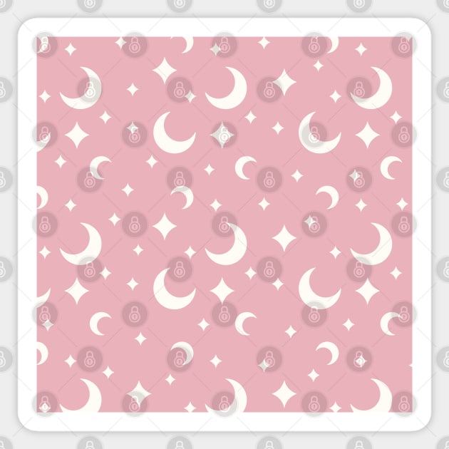 Cute Moon Pattern With Pink Background Sticker by FaelynArt